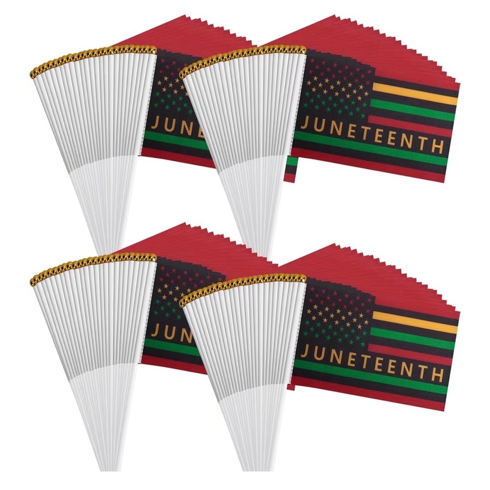 60pc Juneteenth Flag Set‎ 5 Packs of 12 with Table Stands Pan-African Decor Bulk